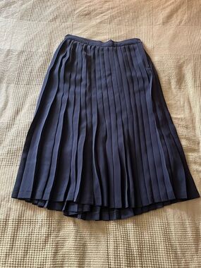 Women's Navy Pleated Midi Skirt